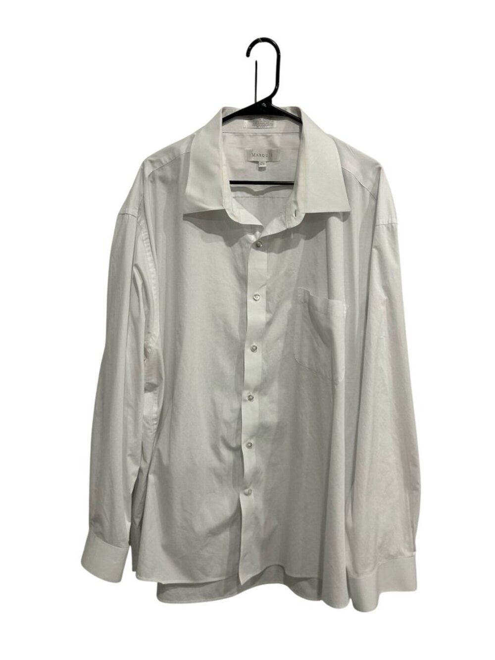 Marquis 20 1/2 Mens White Long-Sleeve Button Down Dress Shirt Minimalist Classic